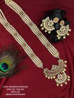 La Trendz Traditional Kundan Long Party Wear Necklace Set For Women - Image 3