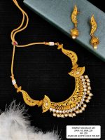 La Trendz Matte Polish Statement South Indian Necklace Set For Women - Image 4