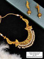 La Trendz Matte Polish Statement South Indian Necklace Set For Women - Image 5