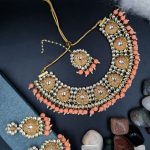 La Trendz Drop Shape Kundan Matte Polish Necklace Set For Women