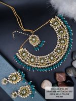 La Trendz Drop Shape Kundan Matte Polish Necklace Set For Women - Image 2