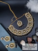 La Trendz Drop Shape Kundan Matte Polish Necklace Set For Women - Image 3