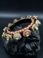 La Trendz Multicolored Gold Tone Kundan Bangle with Pearls For Women