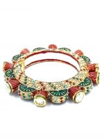 La Trendz Openable Round Shape Kundan Multi Color Kada Bangles For Women - Image 3