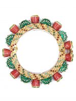 La Trendz Openable Round Shape Kundan Multi Color Kada Bangles For Women - Image 2
