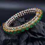 La Trendz Oval Polki Shape Openable Elegant Multi Color Kada Bangles For Women