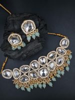 La Trendz Kundan CZ Stone Designer Bridal Necklace Set For Women - Image 4