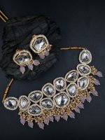 La Trendz Kundan CZ Stone Designer Bridal Necklace Set For Women