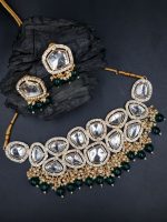 La Trendz Kundan CZ Stone Designer Bridal Necklace Set For Women - Image 2