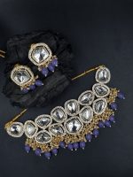 La Trendz Kundan CZ Stone Designer Bridal Necklace Set For Women - Image 5