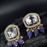 La Trendz Designer CZ Stone Studed Kundan Drop Earring For Women