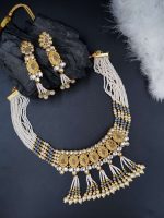 La Trendz Ruby Green Beads Bridal Collection Choker Layered Necklaces Jewellery Set - Image 5