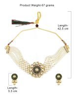 La Trendz Gold Plated Green Meenakari Designer Pearl Beaded Necklace Set For Women - Image 5