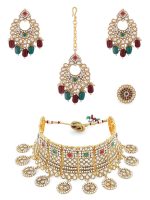 La Trendz Ethnic Kundan Choker Necklace Set With Maang Tikka For Women - Image 2