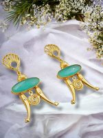 La Trendz Rajwadi Gold Polish Designer Antique Dangle Earring For Women - Image 6