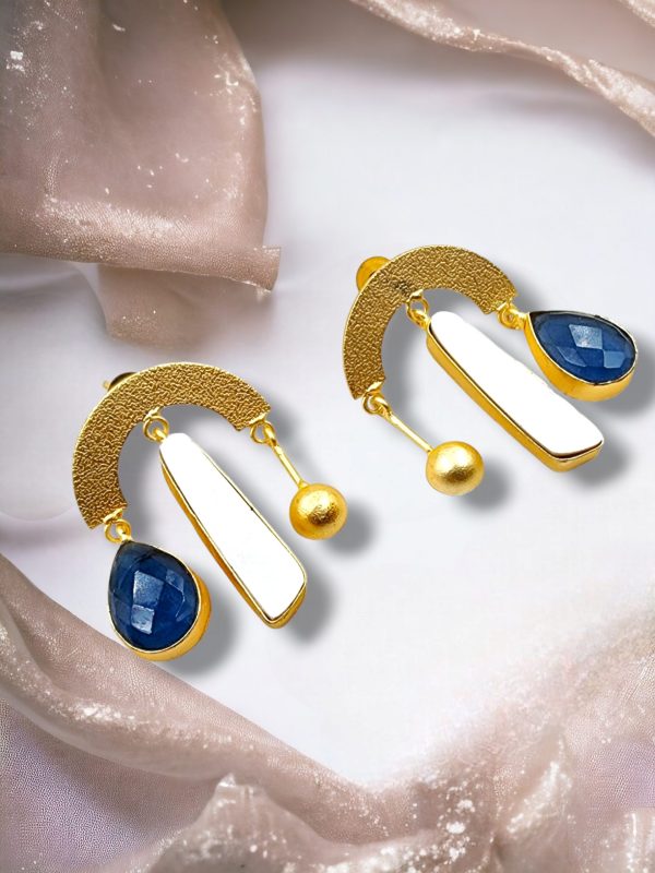 La Trendz Rajwadi Gold Polish Indo-Western Stud Drop Earrings For Women