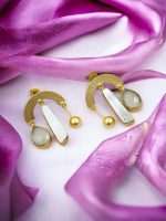 La Trendz Rajwadi Gold Polish Indo-Western Stud Drop Earrings For Women - Image 2