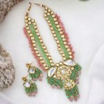 La Trendz Bridal Long Kundan Stones & Beads Necklace With Earring