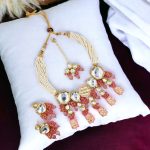 La Trendz Bridal Choker Kundan Stones & Beads Necklace With Earring
