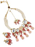 La Trendz Bridal Choker Kundan Stones & Beads Necklace With Earring - Image 2