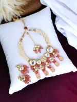 La Trendz Bridal Choker Kundan Stones & Beads Necklace With Earring