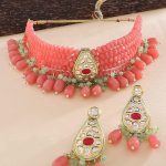 La Trendz Ethnic Festive Kundan & Pink Beads Choker Necklace Set