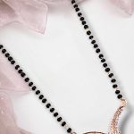 La Trendz American Diamond Rose Gold Plated Mangalsutra Pendant with Chain