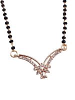 La Trendz American Diamond Rose Gold Plated Mangalsutra Pendant with Chain - Image 2