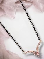 La Trendz American Diamond Rose Gold Plated Mangalsutra Pendant with Chain