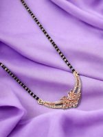 La Trendz American Diamond Rose Gold Plated Mangalsutra Pendant with Chain