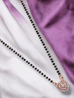 La Trendz American Diamond Rose Gold Plated Mangalsutra Pendant with Chain
