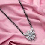 La Trendz American Diamond Silver Rhodium Plated Mangalsutra Pendant with Chain