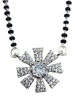 La Trendz American Diamond Silver Rhodium Plated Mangalsutra Pendant with Chain - Image 2