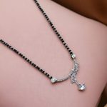 La Trendz American Diamond Silver Rhodium Plated Mangalsutra Pendant with Chain