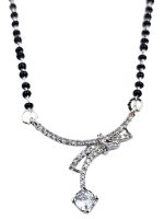 La Trendz American Diamond Silver Rhodium Plated Mangalsutra Pendant with Chain - Image 2