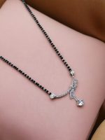 La Trendz American Diamond Silver Rhodium Plated Mangalsutra Pendant with Chain