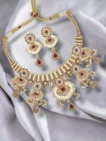 La Trendz Antique Jewellery High Gold Polish Drop Party Wear Necklace Set For Women - Image 3