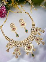 La Trendz Antique Jewellery High Gold Polish Drop Party Wear Necklace Set For Women - Image 2