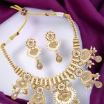 La Trendz Antique Jewellery High Gold Polish Drop Party Wear Necklace Set For Women