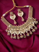 La Trendz Antique Jewellery Party Wear Gold Polish Antique Necklace Set