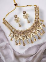 La Trendz Antique Jewellery Party Wear Gold Polish Antique Necklace Set - Image 3