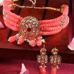 La Trendz Pink Beaded Kundan Choker Necklace - Exquisite Imitation Jewelry