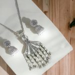 La Trendz Oxidised Silver Plated Pearl Necklace Set Earring