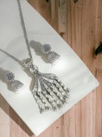 La Trendz Oxidised Silver Plated Pearl Necklace Set Earring