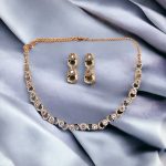 La Trendz Rose Gold Delicate CZ Necklace & Earring Set