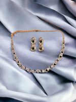 La Trendz Rose Gold Delicate CZ Necklace & Earring Set