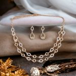 La Trendz Rose Gold Delicate CZ Necklace & Earring Set