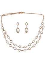 La Trendz Rose Gold Delicate CZ Necklace & Earring Set - Image 2