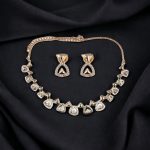 La Trendz Rose Gold Delicate CZ Necklace & Earring Set