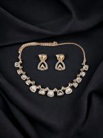 La Trendz Rose Gold Delicate CZ Necklace & Earring Set